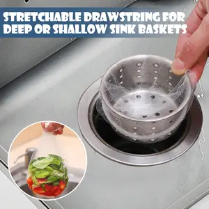 300 Counts Kitchen Disposable Mesh Sink Strainer Bag, Prevents Clogging and Collects Waste
