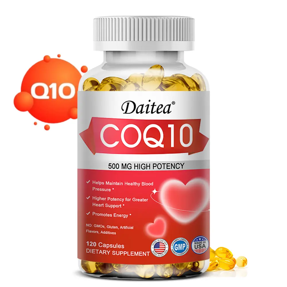 Daitea Coenzyme Q10 Cellular Energy Supplement for Adults, Heart Health Support, 120 Capsules