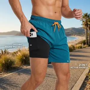 Men's Quick Dry Swim Trunks with Compression Liner - Beach Shorts with Zipper Pockets for Swimming Surfing Water Sports Comfortable Breathable Fabric Perfect for Vacation Pool Party