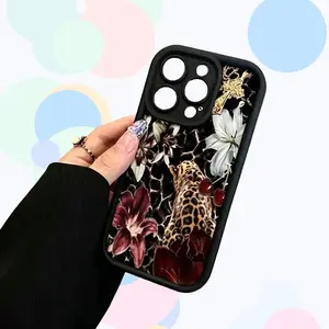 Retro Elegant Cheetah Lily Floral Pattern TPU Phone Case, Full Body Protection Soft Silicone Cover for iPhone 17 16 E 15 14 Plus 13 12 11 Pro Max