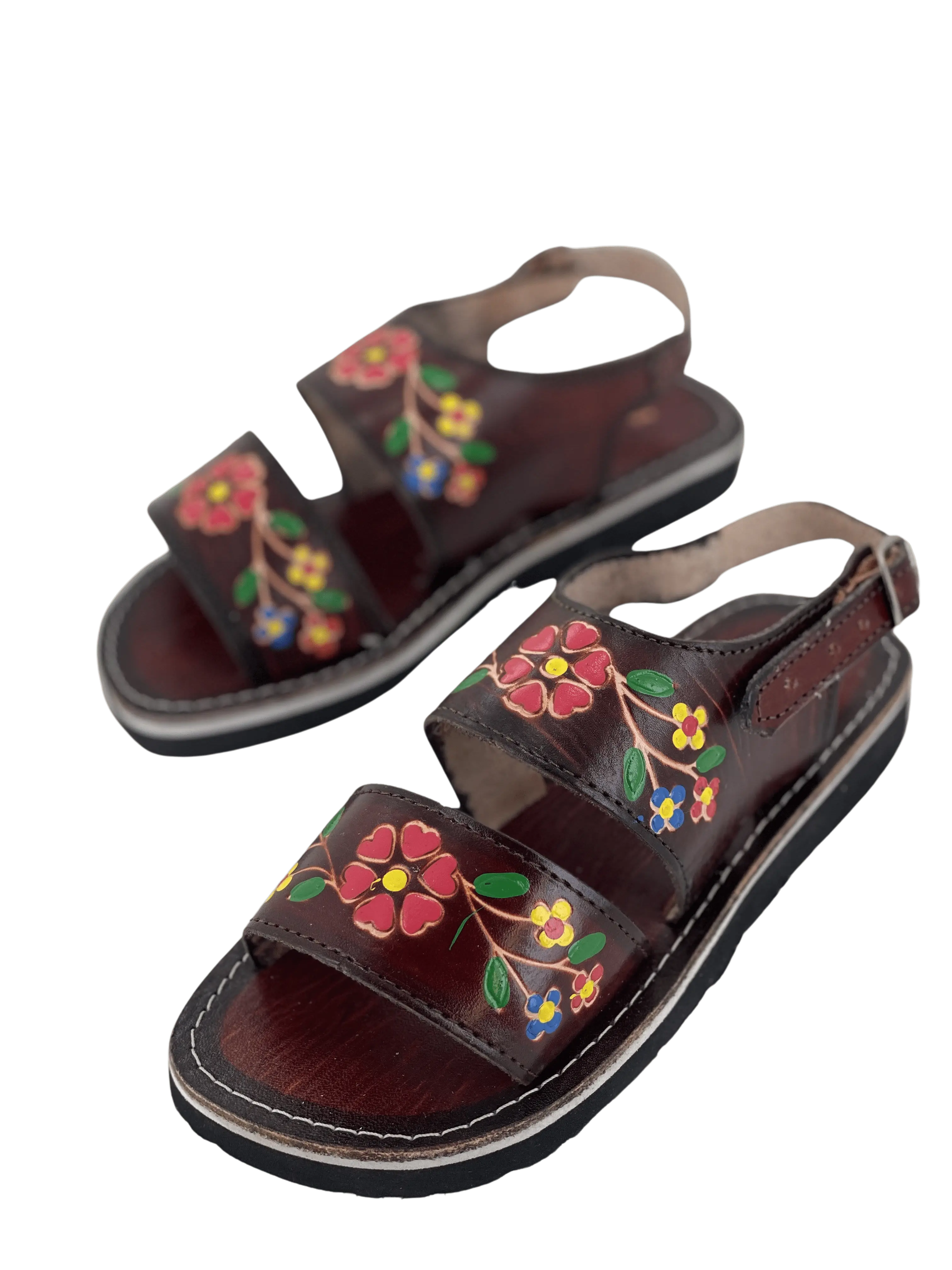 Women's Leather Sandal Huarache - Double Flower