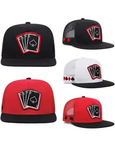 2025 Fashion Trend Personalized New Mesh Hat Breathable Cooling Poker Card A Four Embroidered Baseball Cap Men's Street Hip Hop Hat Street Dance Skateboard Hat Women's Outdoor Leisure Daily Sunshade Flat Edge Baseball Hat