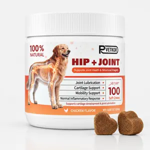 (C)P-VETKOR Advanced Dog Hip and Joint Supplement with Glucosamine,Chondroitin, Omega 3, MSM, andGreen Lipped Mussel, 60 Chicken Flavored Chews for Small，Medium And  Large  Dog Breeds