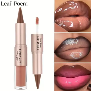 2-in-1 Dual-Ended Lip Duo Lip Gloss & Lipstick - Long-Lasting Formula, Waterproof Matte & Glossy Finish, Berry Tones,Matte Lipstick, Sleek Packaging,  Beauty Enthusiasts, Stylish Makeup, Makeup Lovers,Lip Gloss Pink Clear,Blush Makeup, Lip Gloss Set