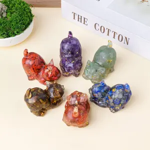 Natural Crystal Stone Crouch Cat Statue, 1 Count Reiki Stone Figurine, Fengshui Selenite Sculpture, Crystal Carving for Home Office Decoration, Unique Crystals