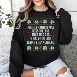 Kiss My Ass Sweater, Christmas Vacation Sweatshirt, National Lampoon, Happy Hanukkah, Merry Christmas Tee, Clark Griswold, Cousin Eddie Tee