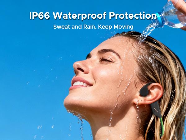 BoneBeat Run Ray IP66 Bone Conduction Headphones for Running, LED Safety Light, Open-ear design, Up to 10 Hours Playtime, Bluetooth 6.0 with Dual-Device Connectio