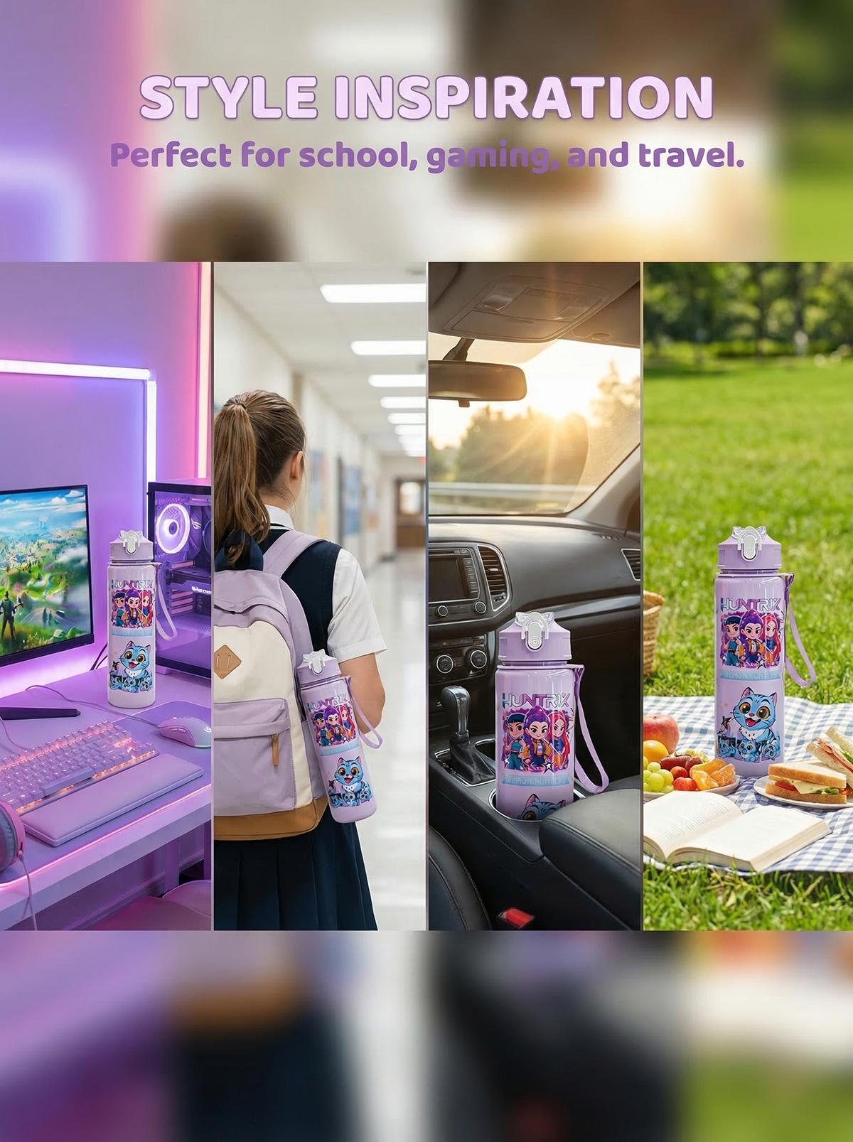 Cartoon Anime Tumbler – Reusable Hard Plastic Water Bottle with Lid & Straw Eco, Drinkware, Portable, Cup, Mug, Bottled, Washable, Stylish