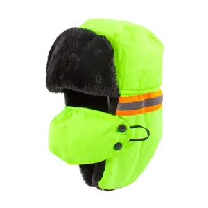 Reflective Warm Plush Safety Hat Outdoor Workers for Cold Weather