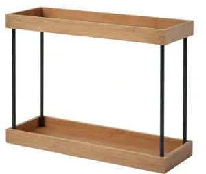 Ikea NÅLBLECKA Kitchen Countertop Organizer, Metal & Bamboo Storage Shelf 15x5 1/8x11”, Pack of 2 – Space-Saving Multi-Tier Kitchen Rack for Spices, Jars, Coffee Station & Counter Organization