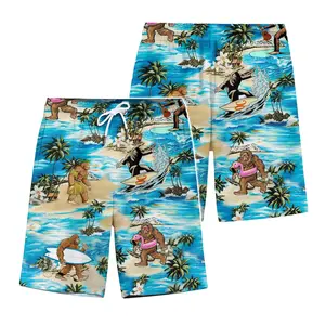 Bigfoot Hawaiian Shorts: Funny Surfing Sasquatch Beachwear