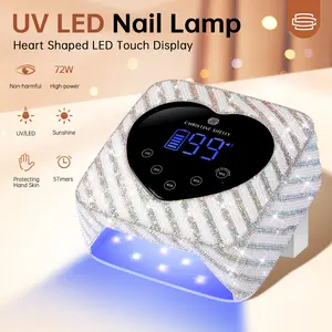 Cordless UV Nail Lamp 72W, Rechargeabl UV Light for Gel Nails, LED Nail Lamp with 5 Timer Modes, Professional Nail Dryer for Salon & Home (Pink Diamond) Polish
