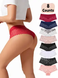 Women's Floral Lace Panty, Soft Comfy Breathable Knicker for Daily Wear, Underwear for All Seasons, Fashion Comfy Underwear