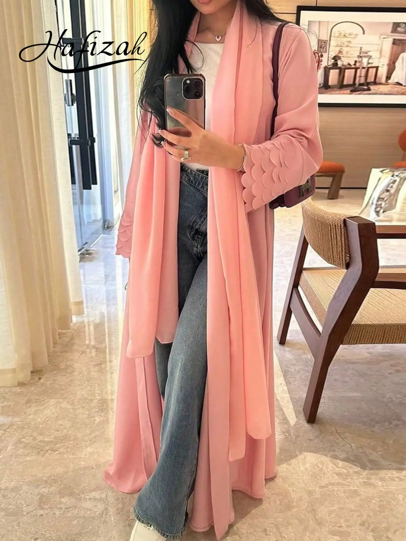 Hafizah Petal Sleeve Long Cardigan, Loose-Fitting Lightweight Basic Outerwear, Daily Commute Office Work Clothes Versatile Women's Jacket, All-Season Fashion, Womenswear Clothes, Outfits