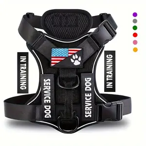Enhanced Visibility Dog Harness - 5pcs ID Patches, Adjustable Soft Oxford Vest with Breathable Mesh - For Small, Medium, and Large Dogs - Perfect for Night Walks & Outdoor Adventures - Great Gift for Dog Owners