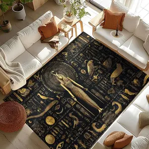 Egyptian Style Living Room Rug, Egyptian God Pattern, Modern Simple Home Decor Carpet, Coffee Table Rug, Bedroom Bedside Rug, Office Rug