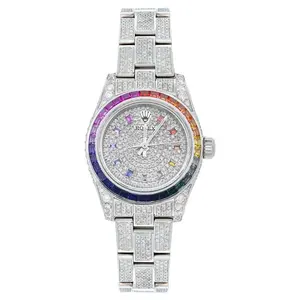 Rolex Oyster Perpetual 26mm 67180 Automatic Factory Diamond Dial Stainless Steel Diamond Women's Watch WHT032011