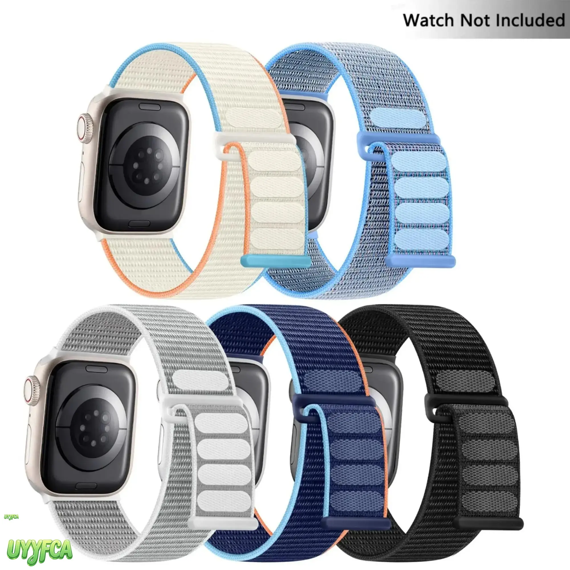 5 Pack Nylon Velcro Sport Loop Apple Watch Band, Breathable Adjustable Hook and Loop Fastener Strap, Compatible with 38–49mm, (All Series & Ultra),Comfortable Durable,Breathable Braided Sport Stretch Wristbands  Lightweight Quick Dry Wristband Summervibes