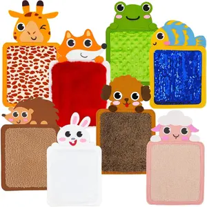 Plush Animal Textures & Colors Recognition Touch Toys, Multi-Animal Sensory Exploration Toy Set, Ideal for Babies' Cognitive Growth, Sensory Activity Board, Toddler Busy Board