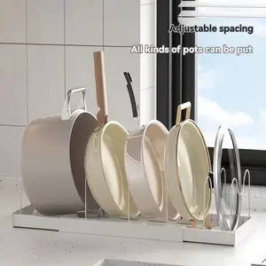 1 piece stainless steel expandable pot rack, clip-on adjustable cookware holder, multifunctional cabinet/counter organizer for pots, lids, plates, and cutting boards—durable kitchen storage rack and accessories that won’t leave water marks