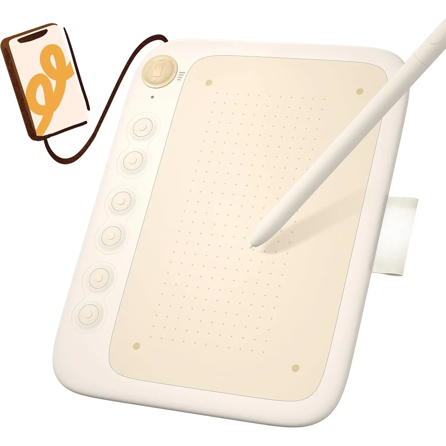 Q6 Drawing Tablet for Android Phone, Graphic Tablet with 6Hot , 6.5"x4" Portable Writing Tablet Adjustable Drawing Mode, Drawing Pad with 16K Levels -Free Stylus for /Windows/Chrome