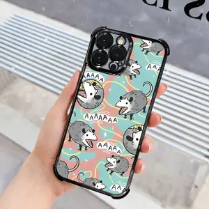Phone case: 1 Opossum Screm Phone Case Electroplating Process Protective Cover with Reinforced Cushioning And Collision Prevention Suitable for Various Models Of iPhone 17 16 15 14 13 Pro Max Cover