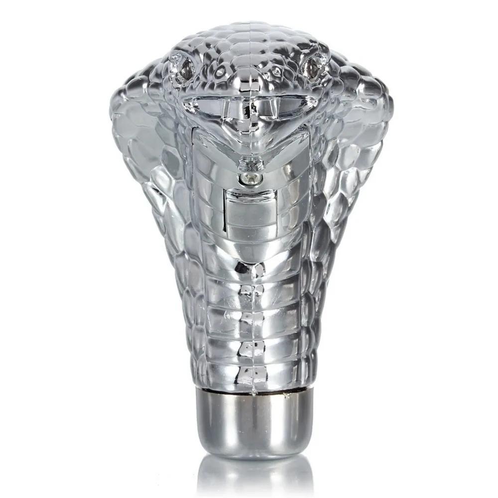 Universal Chrome Red Blue LED Eyes Car Cobra Manual Gear Shift Knob Snake Shifter