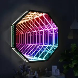 Geometric 3D Octagon Infinity Mirror for Room Decor