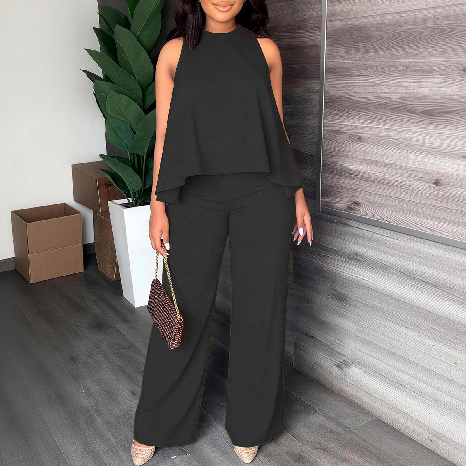 Women's New Spring-Summer Set: Lightweight Flowy Halter Two-Piece with High-Waisted Wide Leg Pants – Comfortable, Stylish, and Perfect for Every Casual to Dressy Occasion This Season Women's New Spring-Summer Set: Lightweight Flowy Halter Two-Piece with High-Waisted Wide Leg Pants – Comfortable, Stylish, and Perfect for Every Casual to Dressy Occasion This Season