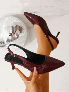 Women's Versatile Fashion High Heel Shoes, Elegant Pointed Toe, Sexy Low Cut Design, Cross-Border European Style, All Seasons Footwear