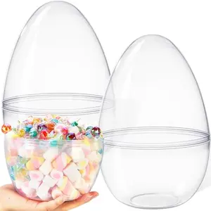 10" Transparent Jumbo Easter Eggs, 2 PCS Clear Fillable Plastic Giant Eggs Empty for Easter Egg Hunt, Candy Treats, Basket Stuffers, Party Supplies, Holiday Decoration