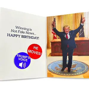 Talking & Dancing Donald Birthday Card - Pop-Up 3D Figure Moves & Plays Real Voice - Funny Trump Card for Him, Her, Dad, Brother - Hilarious Gag Gift with Music & Motion, Envelope Included