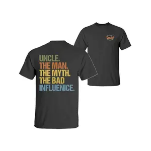 Cool Uncles Club The Man Myth Bad Influence Double-Sided Fitted T-Shirt, Funny Uncle Gift, Best Uncle Ever Tee