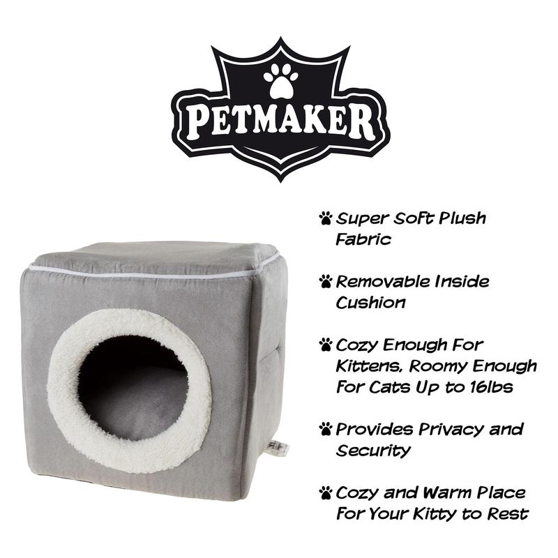 Petmaker Cat House Indoor Bed with Removable Foam Cushion