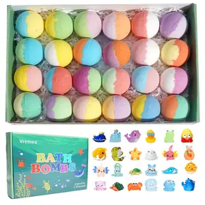 Bath Bombs for Kids with Surprise Toys Inside, 24pcs/box Natural Organic Kids Bubble Bath Fizzy, Birthday Gift for Baby Girls & Boys