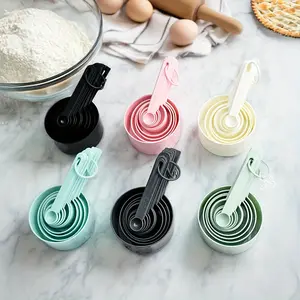 Stackable Measuring Cups & Spoons Set, 1 Set Plastic Kitchen Measuring Tool with Various Measurements and Stackable Design for Cooking & Baking, Kitchen Utensils & Gadgets