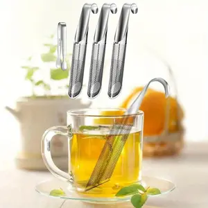 3 Pack Stainless Steel Tea Diffuser with Tea Clip, Mesh Strainer with Hanging Hook Handle, Tea Bags for Loose Leaf Tea, Tea Artifact Creative Pipe for Loose Tea, Rose, Herbs