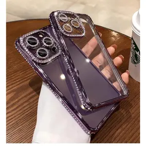 Luxury Bling Diamond Cover Glitter Shockproof Mobile Phone Case Women For iPhone16 15 14 13 12 16pro Max,Transparent Preservation Cover Casing