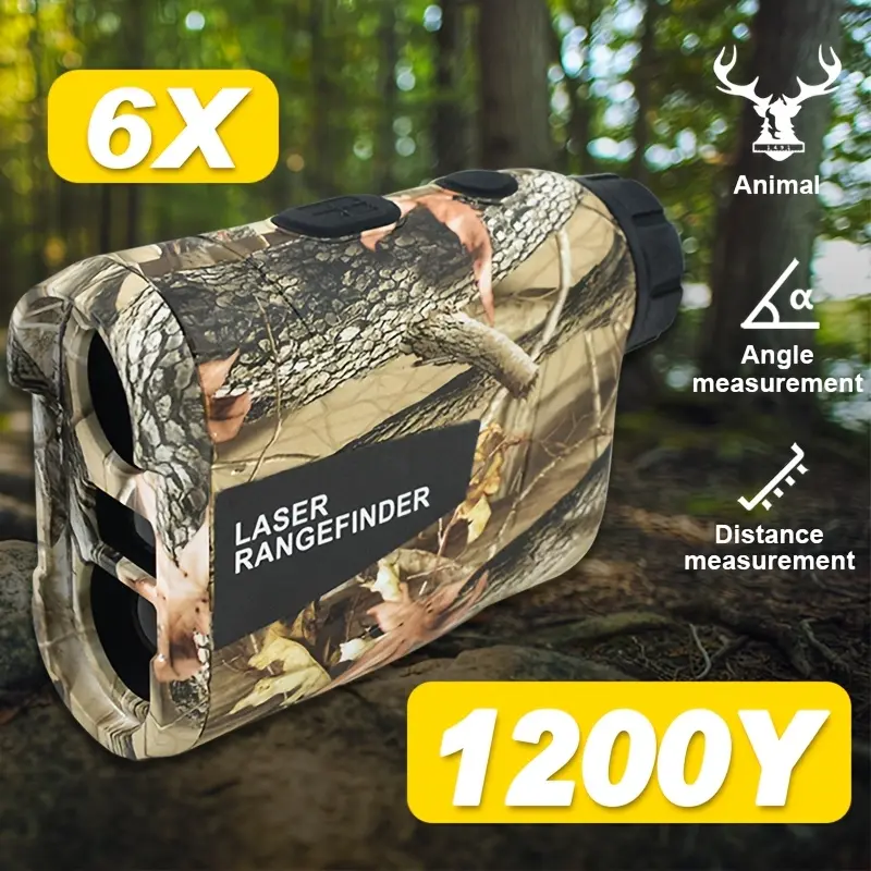 1200Y Laser Rangefinder Camouflage |   Rechargeable Suitable For Hunting and Golf, Features Distance, Speed, Angle Measurement, Ballistic Compensation, Flagpole Lock, TYPE-C Rechargeable Battery, ABS Material, Mixed Color