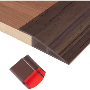 Self Adhesive Floor Transition Strip Vinyl Door Threshold for Doorways Carpet Edging Trim Overlap Edge Reducer for Laminate Floor Carpet Tile, Deep Brown Wood Grain (1/5" to 2/5", 3.3Ft)