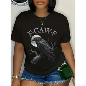 Cotton Black Crow, F-Caw-F Funny Black Bird moon Gothic Adult Humor T-Shirt