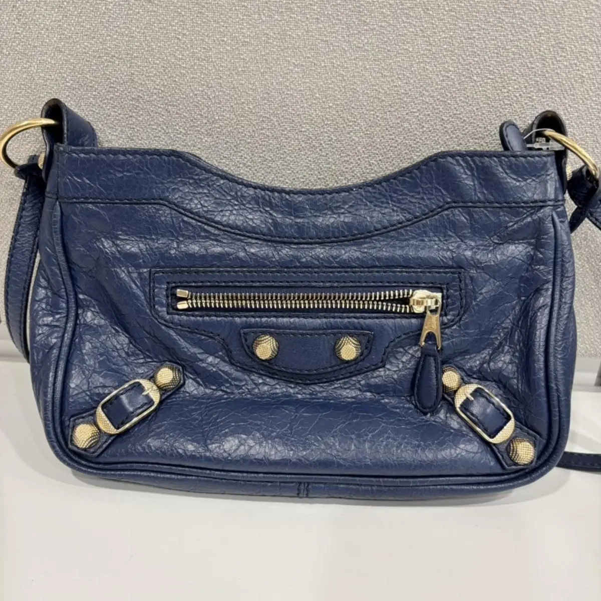 Pre-owned Balenciaga As Shown Shoulder Bags Classic Metallic Edge Hip Crossbody Bag Blue CJQ5