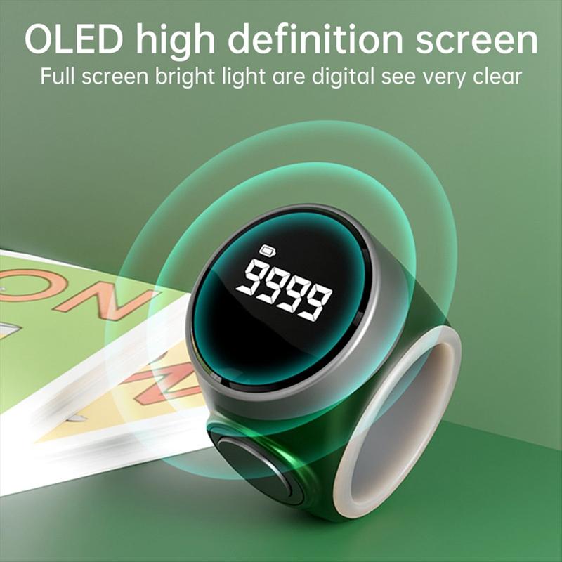 Smart Tally Counter Digital Electronic Finger Ring Tally Counter Muslims Ring Prayer Time Reminder Counter Black for Christmas New Year Home Use