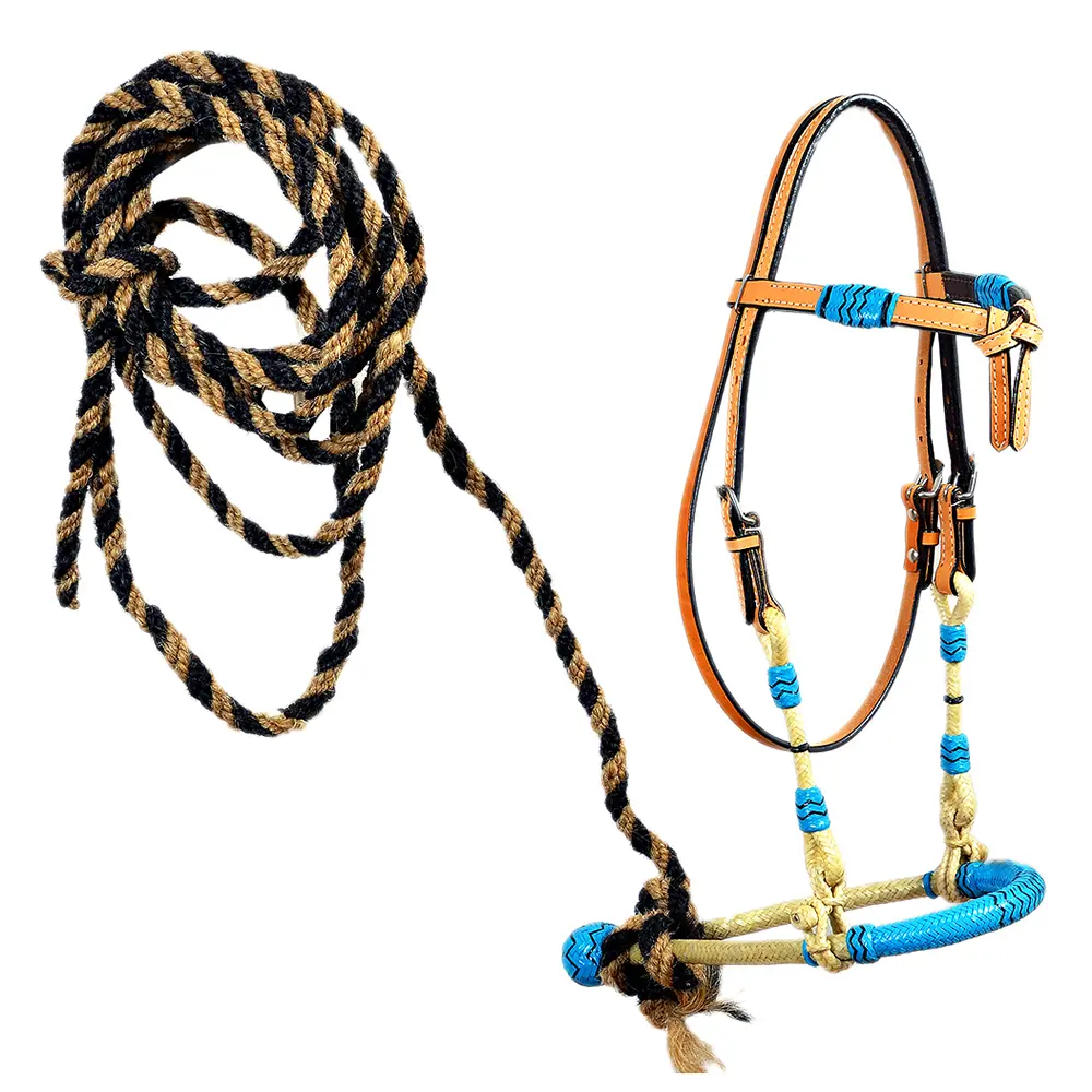 HILASON Western Horse Headstall Tack Bridle American Leather Bitless Rein | for Horses Headstalls