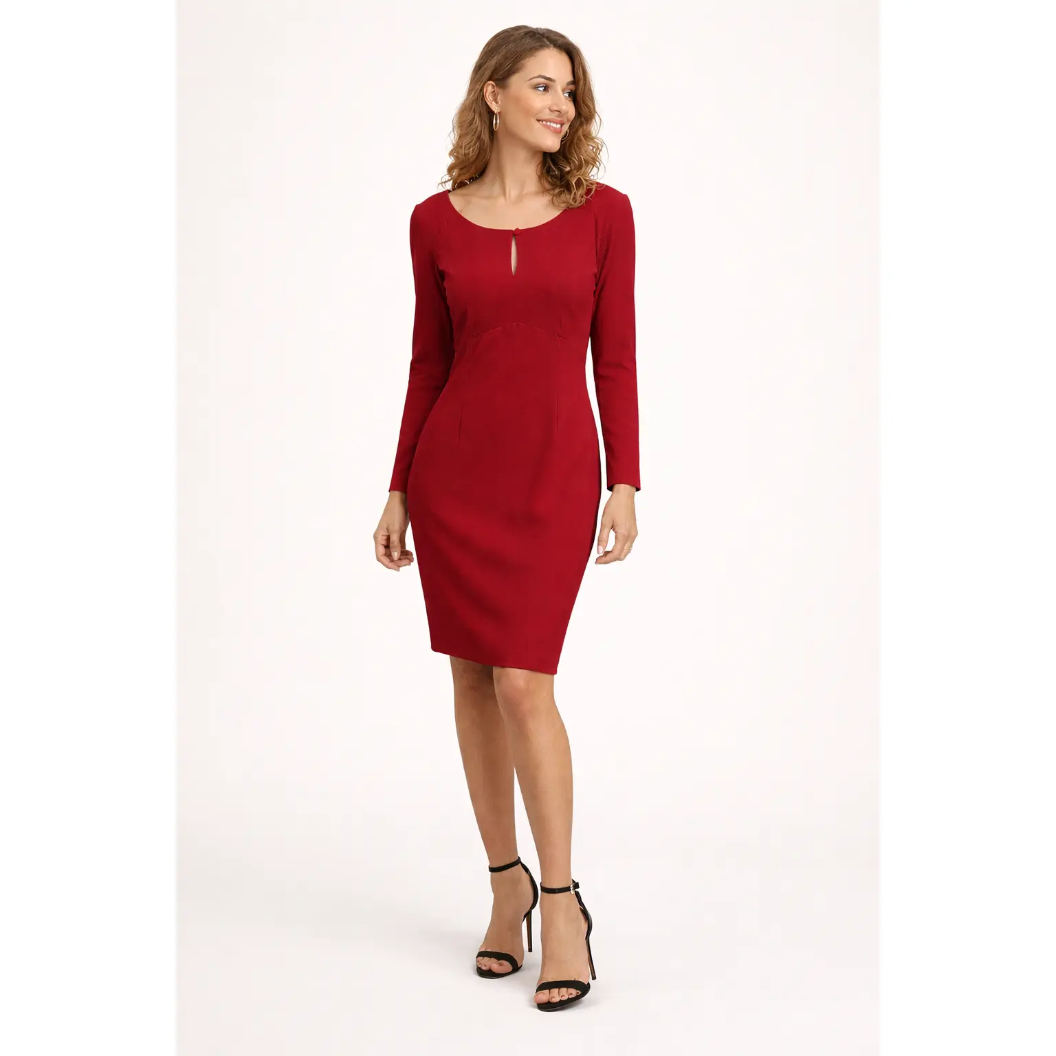 TARAHI Deep Red Long Sleeve Fitted Pencil Dress, Size 6 - TikTok Shop TARAHI Deep Red Long Sleeve Fitted Pencil Dress, Size 6 - TikTok Shop