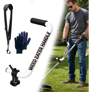 Weed Eater Handle, String Weed Trimmer Handle with  Strap, Weedeater Handle Extension  Saver,  Weed Wacker Grip for Lawn Care, Landscaping, Grass, Yard, White