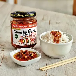 S&B Umami Topping Crunchy Garlic with Chili Oil Mild & Spicy 3.88 oz Savory Flavor Dip Taffy Japanese Spicy Sauce Perfect Balance of Sweet Spicy and Savory Unique Umami Aroma