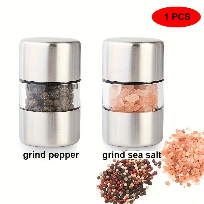 Durable Stainless Steel Manual Salt and Pepper Mill – Portable Mini Spice Grinder for Sea Salt, Black Pepper, Sichuan Pepper, Cumin – Adjustable Coarseness Settings, No Electricity Needed, Kitchen Gadget