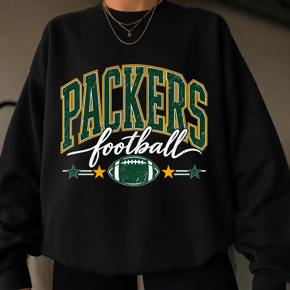 Packer Football Crewneck Sweatshirt, Vintage Graphic Pullover, Game Day Shirt, Football Season Top, Tailgate Outfit, Retro Sports Fan Apparel, Long Sleeve Casual Sweatshirt