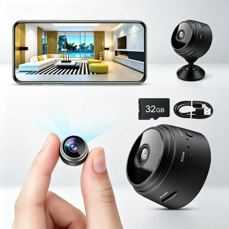 Mini Camera1080P HD WiFi Mobile Surveillance Cam with Motion Detection, 32GB Support, Smart Home Baby Monitor & Indoor Outdoor Security Camera